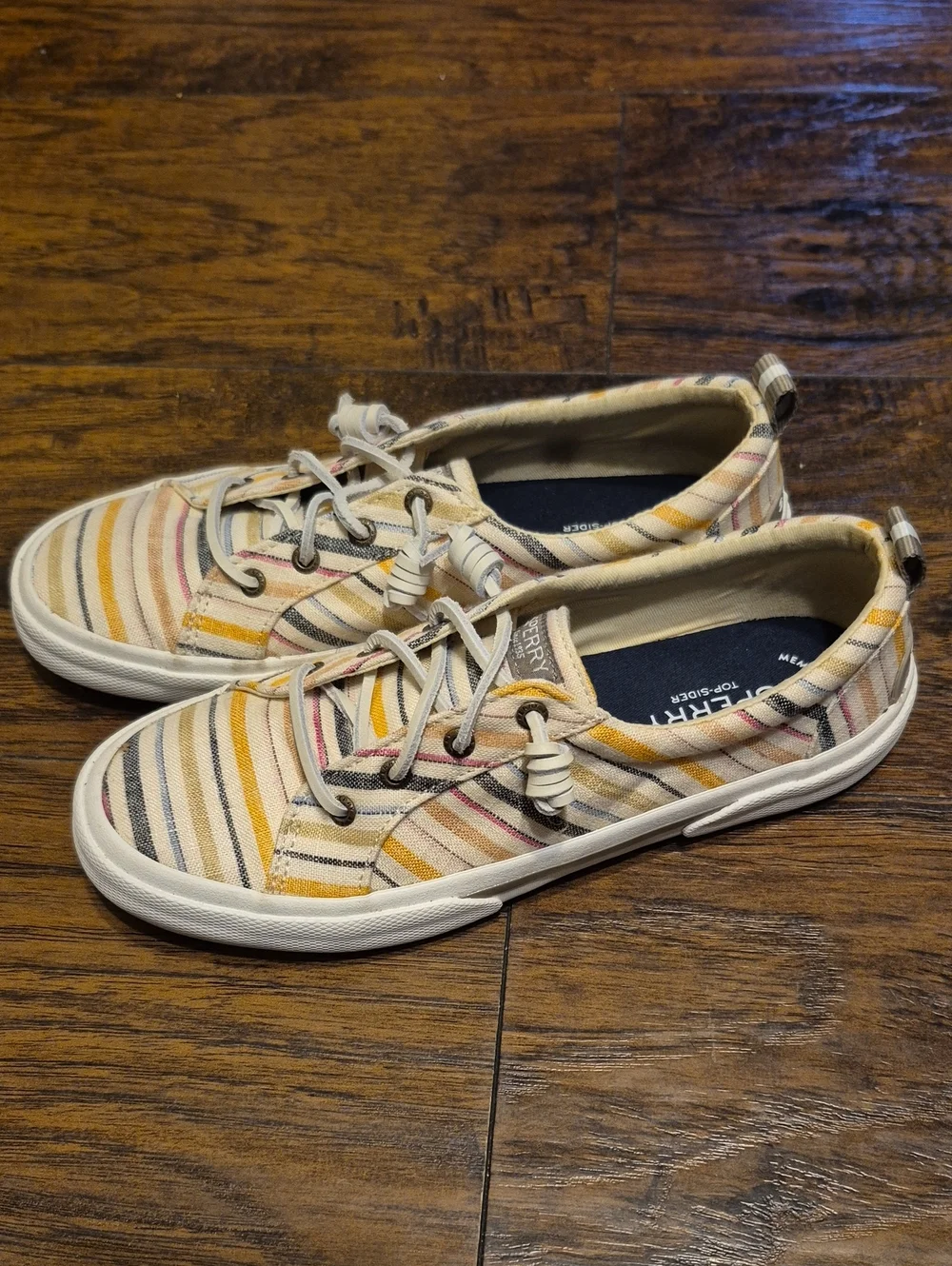 Sperry Kids Multicolor Striped Canvas Sneakers - Cream, Yellow, Pink, Blue